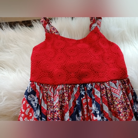 Blueberi Blvd Girl's Red, White, and Blue Patchwork Dress, Size 5 - Picture 1 of 7